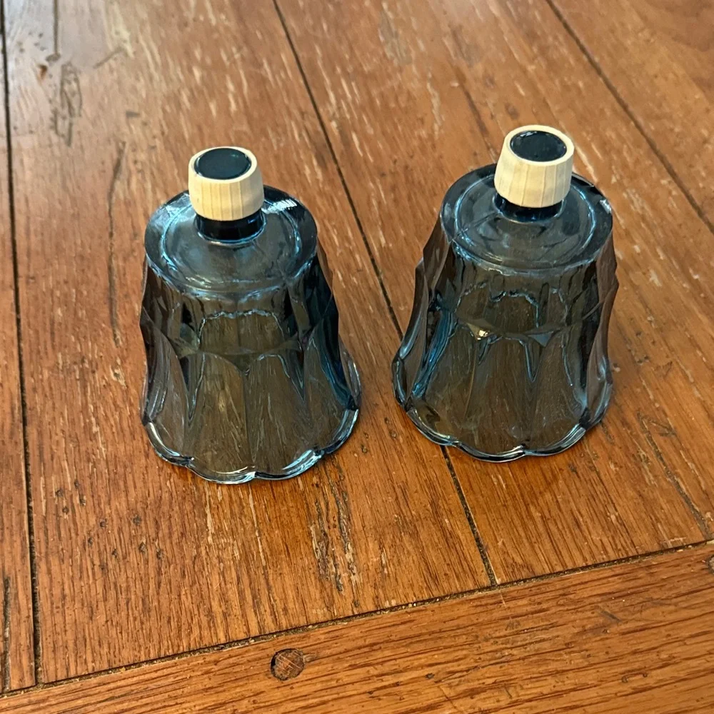 Vintage Blue Glass Peg Candle Holders - Picture 1 of 2